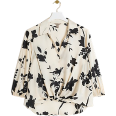 River Island Floral Print Wrap Shirt - Cream