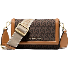 Michael Kors Jet Set Small Logo Print Woven Smartphone Crossbody Bag - Brown/Acorn