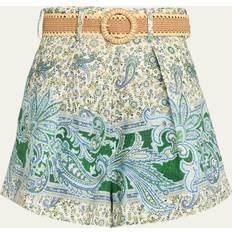 Zimmermann Womens Green Paisley Ottie Paisley-print Linen Shorts