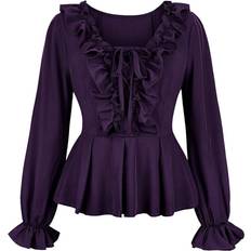 Veishet Renaissance Costume Ruffled Shirt for Halloween