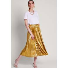 Gold Skirts Monsoon Mia Pleated Metallic Midi Skirt