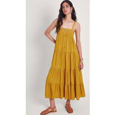 Yellow Dresses Monsoon Marlee Tiered Dress, Mustard