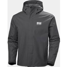 Helly Hansen Grey - Men Rain Clothes Helly Hansen Men's Seven Outdoor Rain Jacket Grey Charcoal Grey