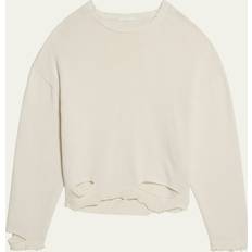 Helmut Lang Men's Distressed Crew Sweater IVORY XX-Small