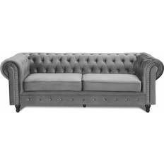 Home Details Chesterfield Pleat Grey Sofa 225cm 3 Seater