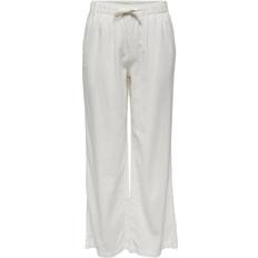 Men - White Trousers & Shorts Only Drawstring Linen Trousers