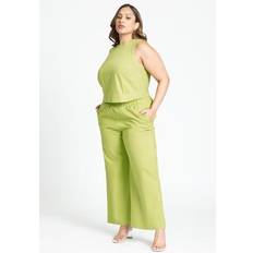 Eloquii Plus Easy Wide Leg Linen Pant Mauve