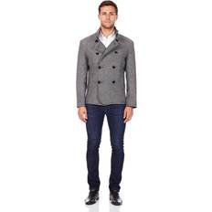 Grey - Men - S Coats Wool Blend Hooded Mid Length Coat 1704 Grey 18/EU 46/US