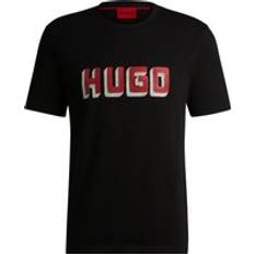 HUGO Cotton-jersey T-shirt with print Black