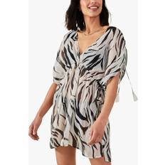 3XL Dresses Accessorize Metallic Finish Tiger Print Kaftan, Ivory/Black