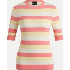 Hugo Boss Women Jumpers Hugo Boss Cropped-sleeve sweater with horizontal stripes Patterned