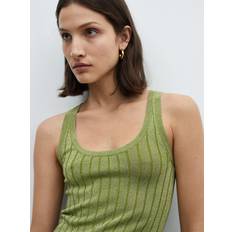 XXS Blouses Mango Lurex ribbed top green Woman Green