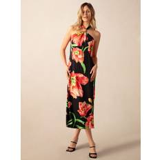 Ro&Zo Lyra Floral Halterneck Midi Dress, Black/Multi