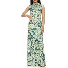 Alexia Admor Nalani Mock Neck Maxi Dress in Sage Floral