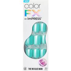 imPRESS by: Walmart.com, KISS Color FX Press-On Nails No Glue Needed Green Short Square