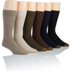 Goldtoe Mens Stanton Crew Socks, Multipairs, Khaki/Loden 6-Pairs