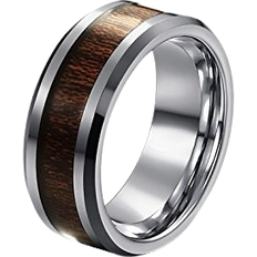 Unique Tungsten Ring - Silver/Brown