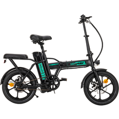 Electric Bikes Hitway E-Bike for Adults 16" Lightweight 250W Electric Folding Bike - Black/Green Unisex