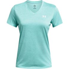 Turquoise - Winter Jackets - Women Clothing Under Armour Women's Tech Twist V-Neck Short Sleeve T-shirt - Radial Turquoise/White