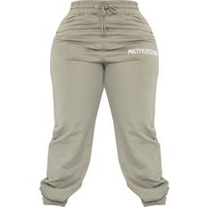 PrettyLittleThing Plus High Waisted Cuffed Joggers - Sage Khaki