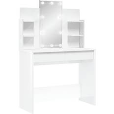 VidaXL Tables vidaXL Makeup Vanity Desk with LED Lights High Gloss White Dressing Table 40x96cm