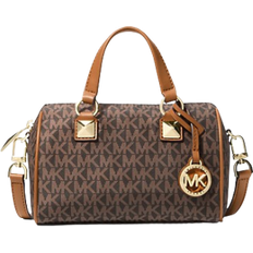 Michael Kors Grayson Small Logo Print Woven Duffel Crossbody Bag - Brn/Acorn