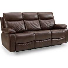 Recliner Sofas Carson Faux Leather Brown Sofa 208cm 3 Seater