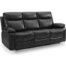 Recliner Sofas Carson Faux Leather Black Sofa 208cm 3 Seater