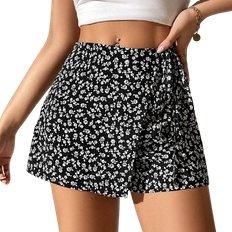 Shein PETITE Ditsy Floral Print Knot Side Wrap Hem Summer Skort