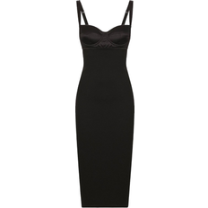 L - Midi Dresses - Solid Colours Dolce & Gabbana Jersey Mid Dress with Corset Style Bra Top - Black