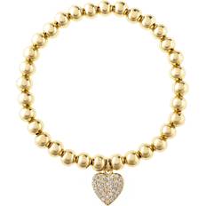 Rivka Friedman Heart Charm Polished Bead Stretch Bracelet Gold