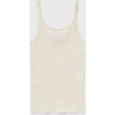 Sporty & Rich Womens Cream Ribbed Brand-patch Stretch-knit Tank top