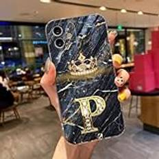 HANASE Marble Initial Letter P Clear Phone Case for iPhone XR