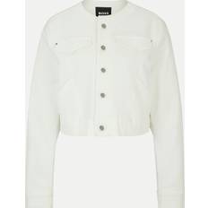 Denim Jackets - Men - White BOSS BLACK Collarless Denim Jacket White, White, 10, Women