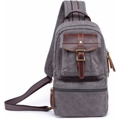 TSD Brand Turtle Ridge Canvas Sling Bag Gray