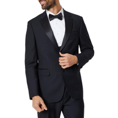 Men - Viscose Blazers Burton Tailored Fit Tuxedo Suit Jacket - Black