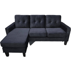 Grey Sofas Kosy Koala Velvet Sectional with Ottoman Black Sofa 184cm 3 Seater