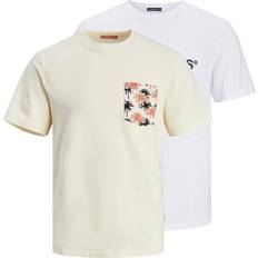 Jack & Jones Men's Joraruba Convo Pocket Tee 2-packs - Cream/White