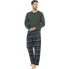 Green Pyjamas KAV Men's Cotton Yarn Dyed Check Pattern Lounge Wear Green