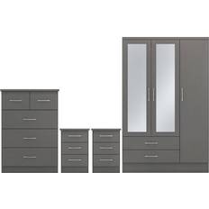 SECONIQUE Nevada 3D Effect Grey Wardrobe 116x182.5cm