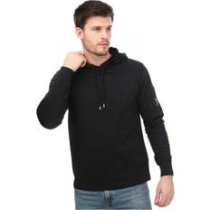 CP COMPANY M Jumpers CP COMPANY Mens Light Fleece Hoodie in Black Cotton