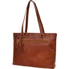 A1 Fashion Goods Ladies real cognac leather shoulder bag zip top large size casual tote handbag