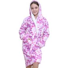 Purple Nightgowns Children's Clothing Kids girls fleece luxury sherpa hooded tie dye lilac dressing gown soft robe