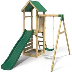 Swings Playground Rebo Adventure Wooden Climbing Frame Swing Set & Slide