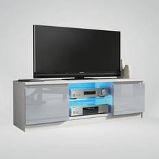 Mexfurniture Stand with LED Lights White/Grey TV Bench 120x40cm