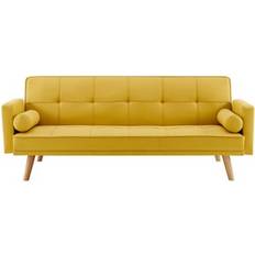 GRS Seatle With Bolster Cushions Mustard Linen Sofa 191cm 3 Seater