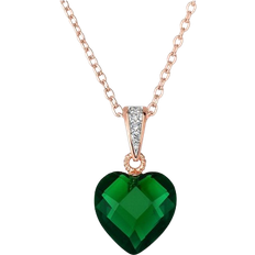 Genevive Heart Shape Necklace - Rose Gold/Green/Transparent