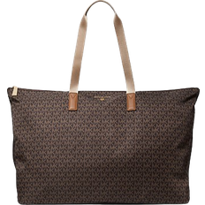 Michael Kors Jet Set Travel Large Signature Logo Print Woven Tote Bag - Brn/Acorn