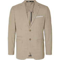 Slim Blazers Selected Linen Blend Jacket - Sand