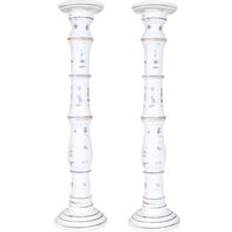 Topfurnishing Carved Antique White Candle Holder 61cm 2pcs